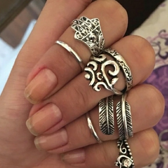 Boho Chic  16pcs Opals Silver Knuckle Midi Rings - Picture 8 of 8